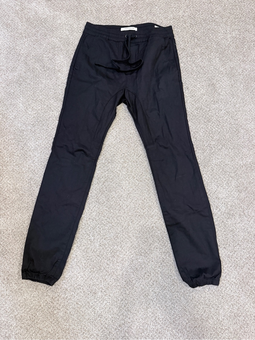 Pansun Small Cotton Black Drawstring Jogger Pants